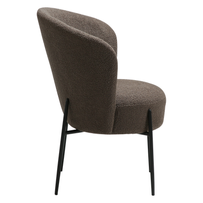[var:Bezug=Majoran braun RPES Bouclé-Stoff mit schwarzen Metallbeinen] ORBIT Stuhl