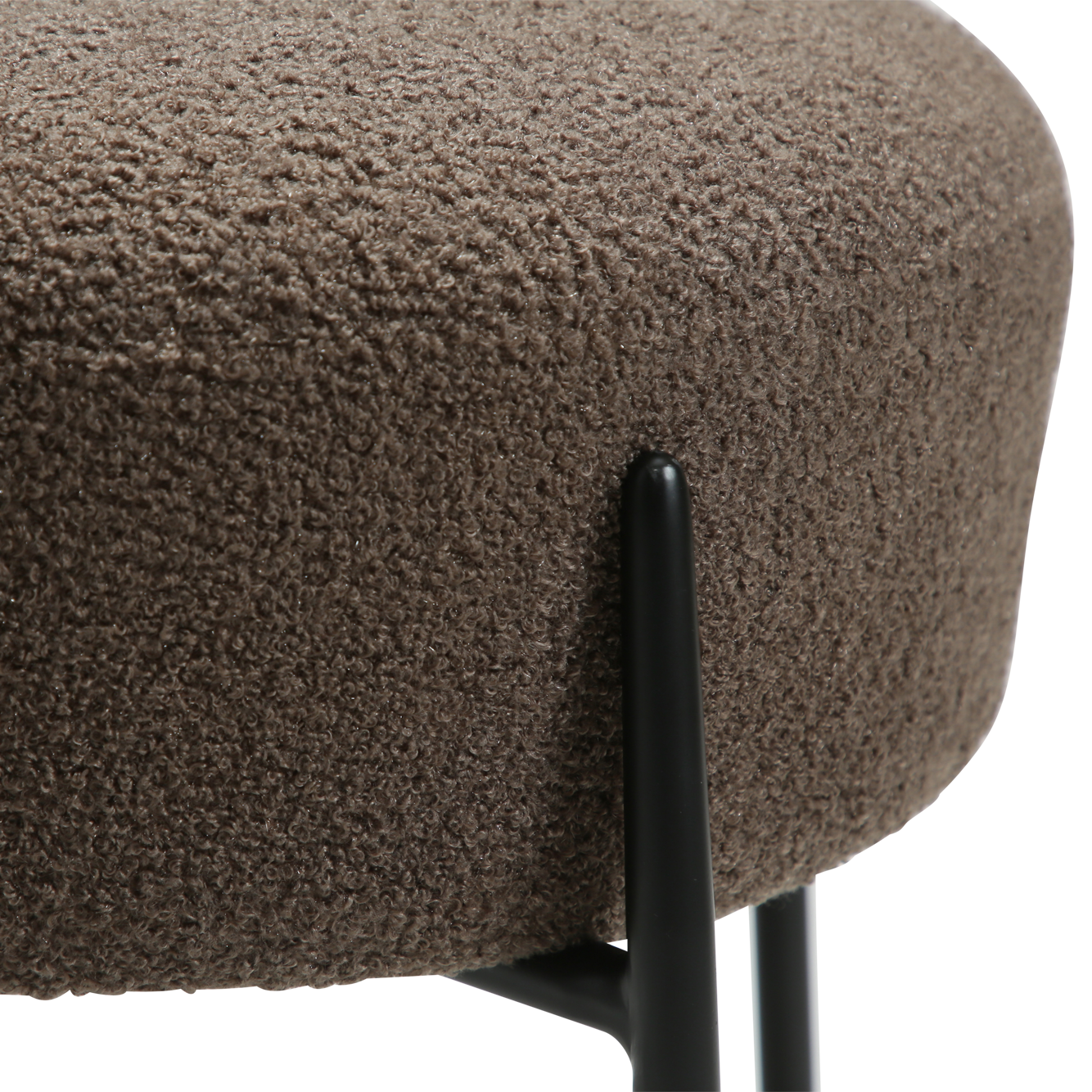 [var:Bezug=Majoran braun RPES Bouclé-Stoff mit schwarzen Metallbeinen] ORBIT Stuhl