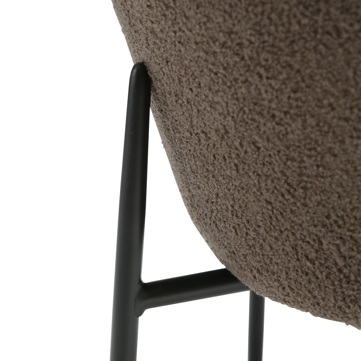 [var:Bezug=Majoran braun RPES Bouclé-Stoff mit schwarzen Metallbeinen] ORBIT Stuhl