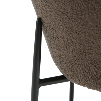 [var:Bezug=Majoran braun RPES Bouclé-Stoff mit schwarzen Metallbeinen] ORBIT Stuhl
