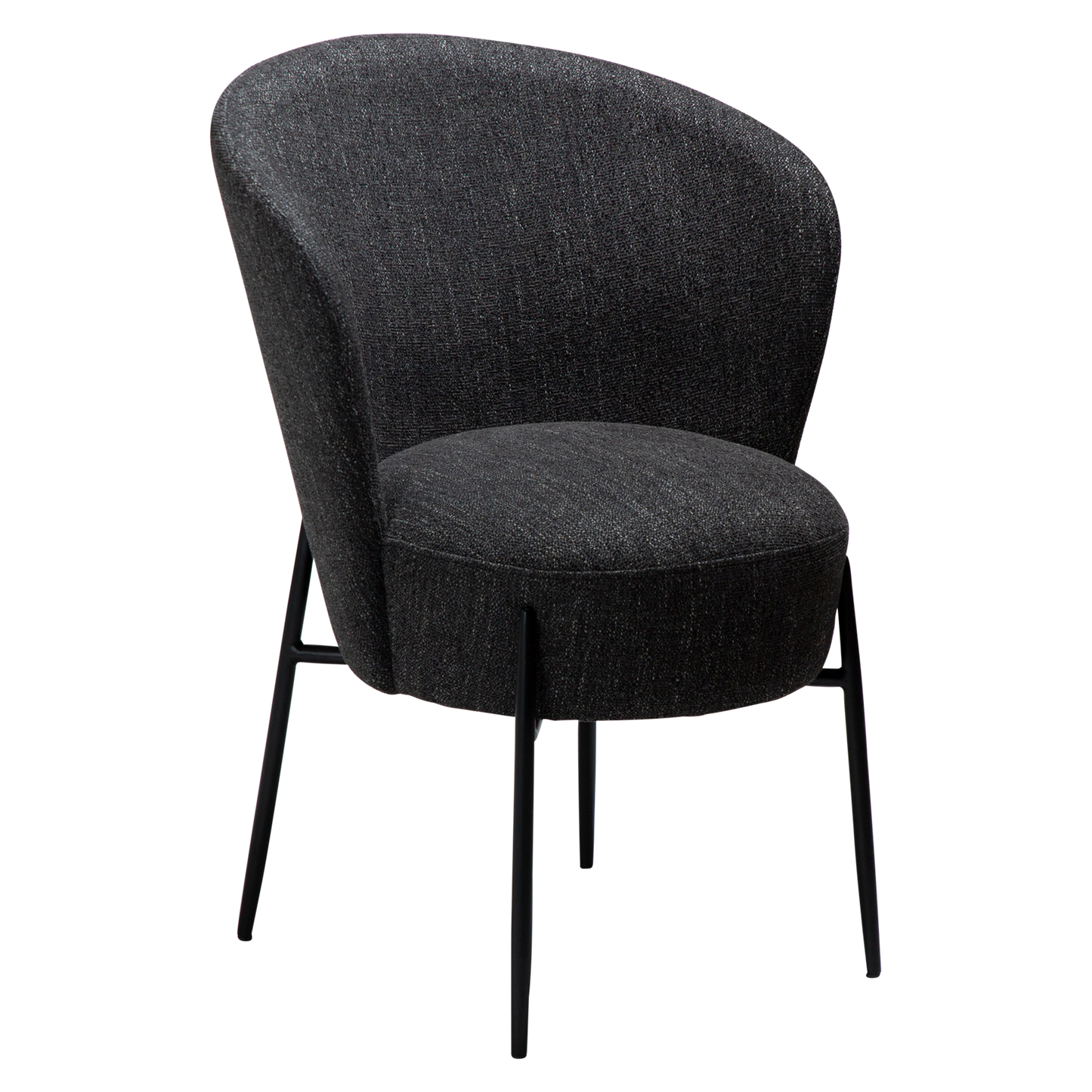 [var:Bezug=Raben schwarzer Bouclé-Stoff mit schwarzen Metallbeinen] ORBIT Stuhl
