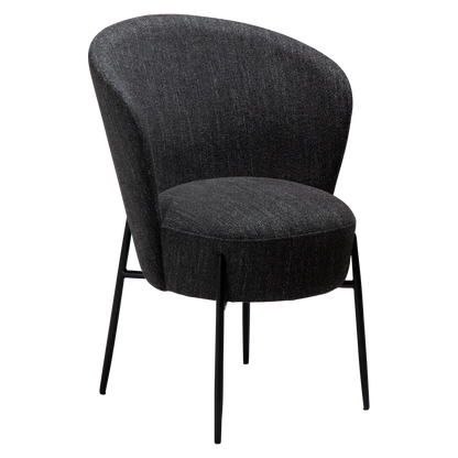 [var:Bezug=Raben schwarzer Bouclé-Stoff mit schwarzen Metallbeinen] ORBIT Stuhl