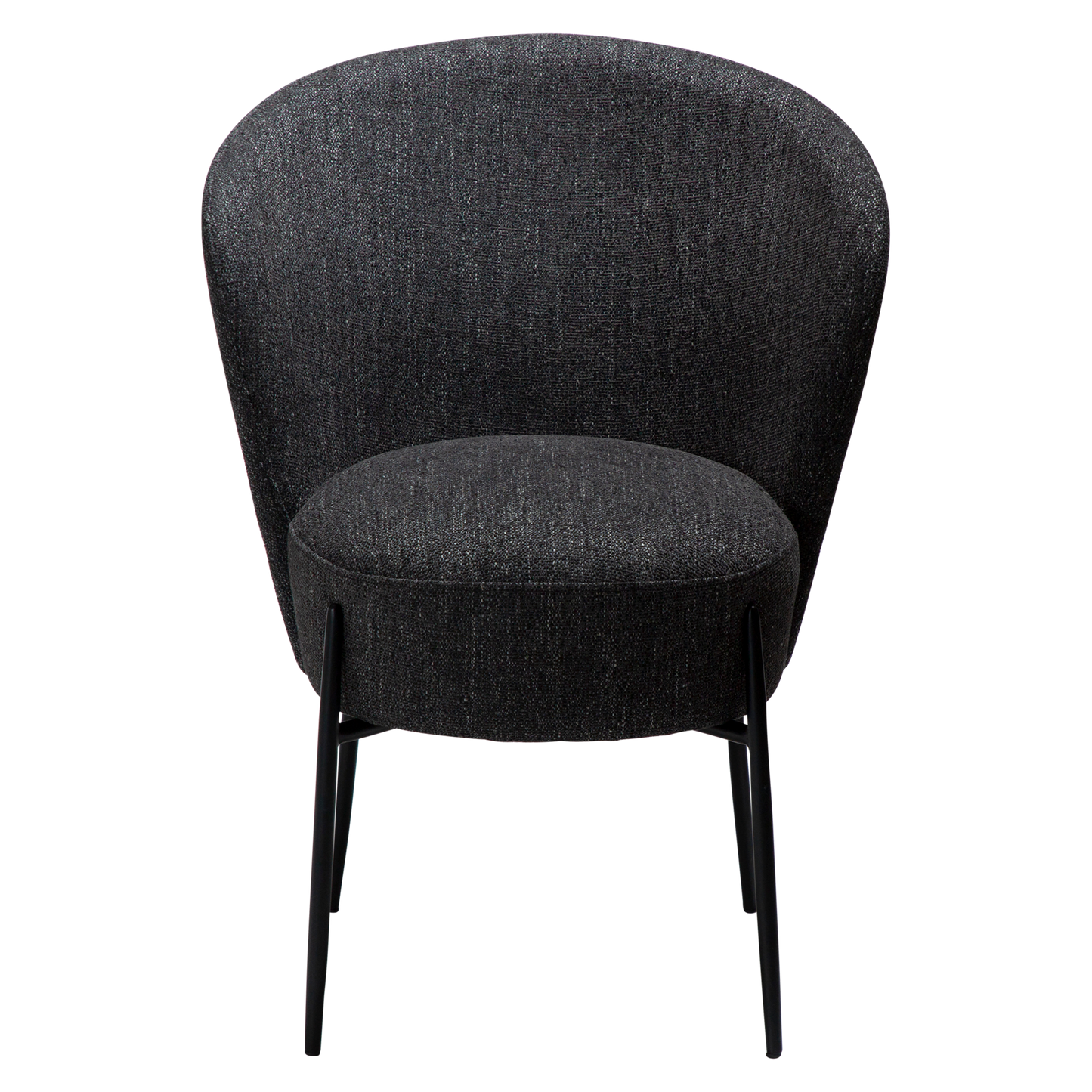 [var:Bezug=Raben schwarzer Bouclé-Stoff mit schwarzen Metallbeinen] ORBIT Stuhl