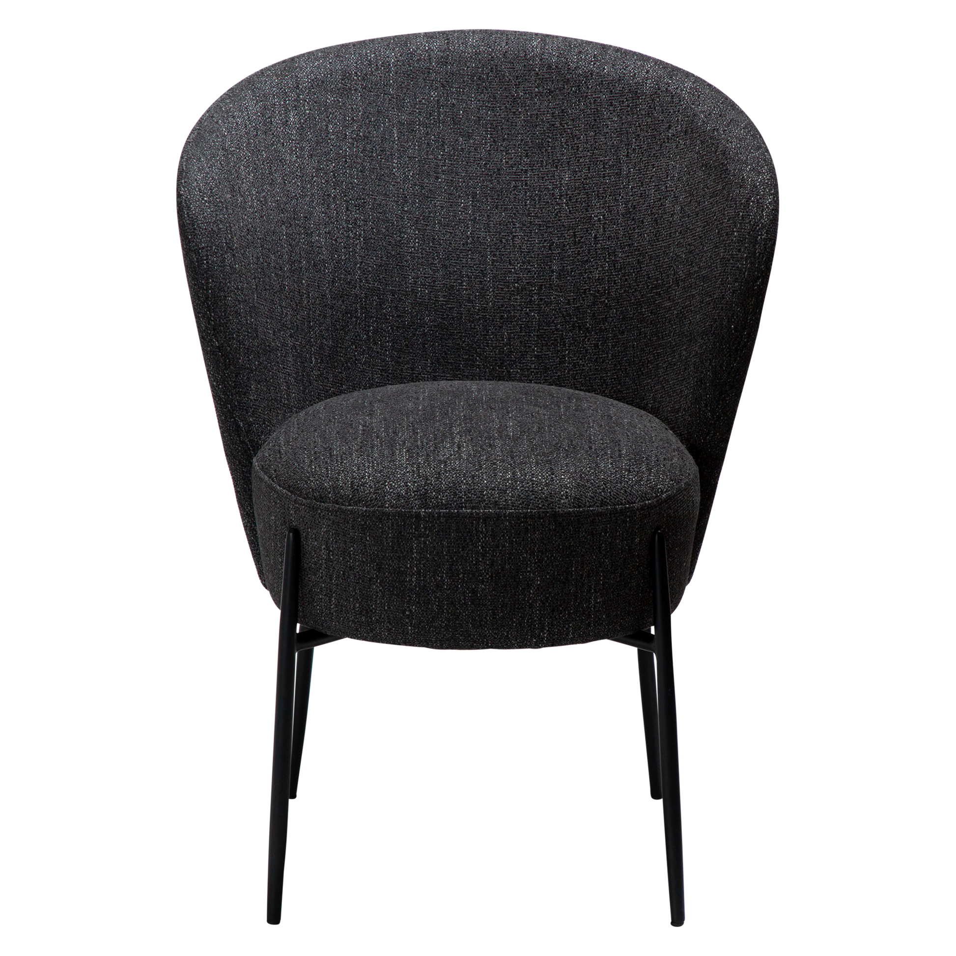[var:Bezug=Raben schwarzer Bouclé-Stoff mit schwarzen Metallbeinen] ORBIT Stuhl