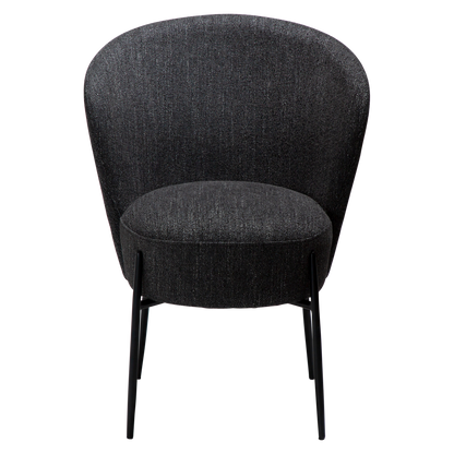 [var:Bezug=Raben schwarzer Bouclé-Stoff mit schwarzen Metallbeinen] ORBIT Stuhl