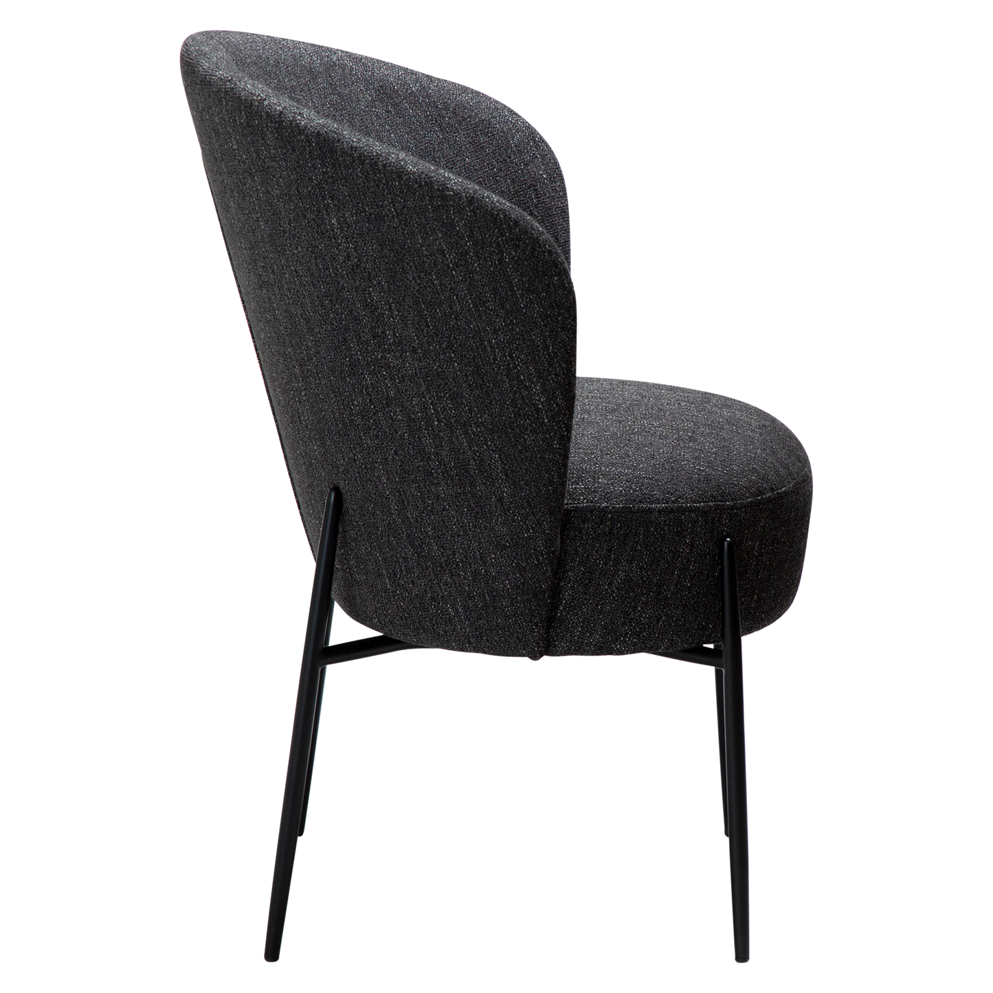 [var:Bezug=Raben schwarzer Bouclé-Stoff mit schwarzen Metallbeinen] ORBIT Stuhl
