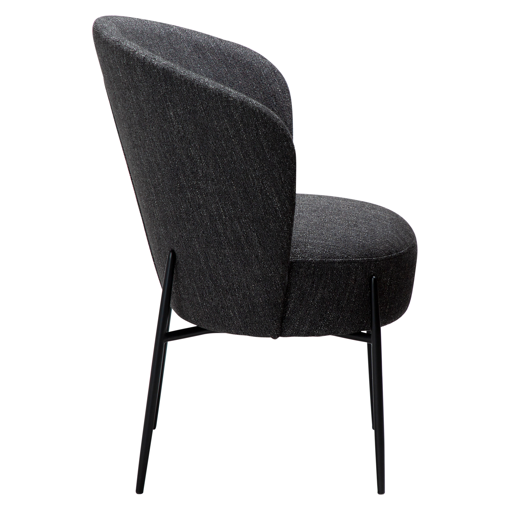 [var:Bezug=Raben schwarzer Bouclé-Stoff mit schwarzen Metallbeinen] ORBIT Stuhl