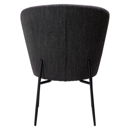 [var:Bezug=Raben schwarzer Bouclé-Stoff mit schwarzen Metallbeinen] ORBIT Stuhl