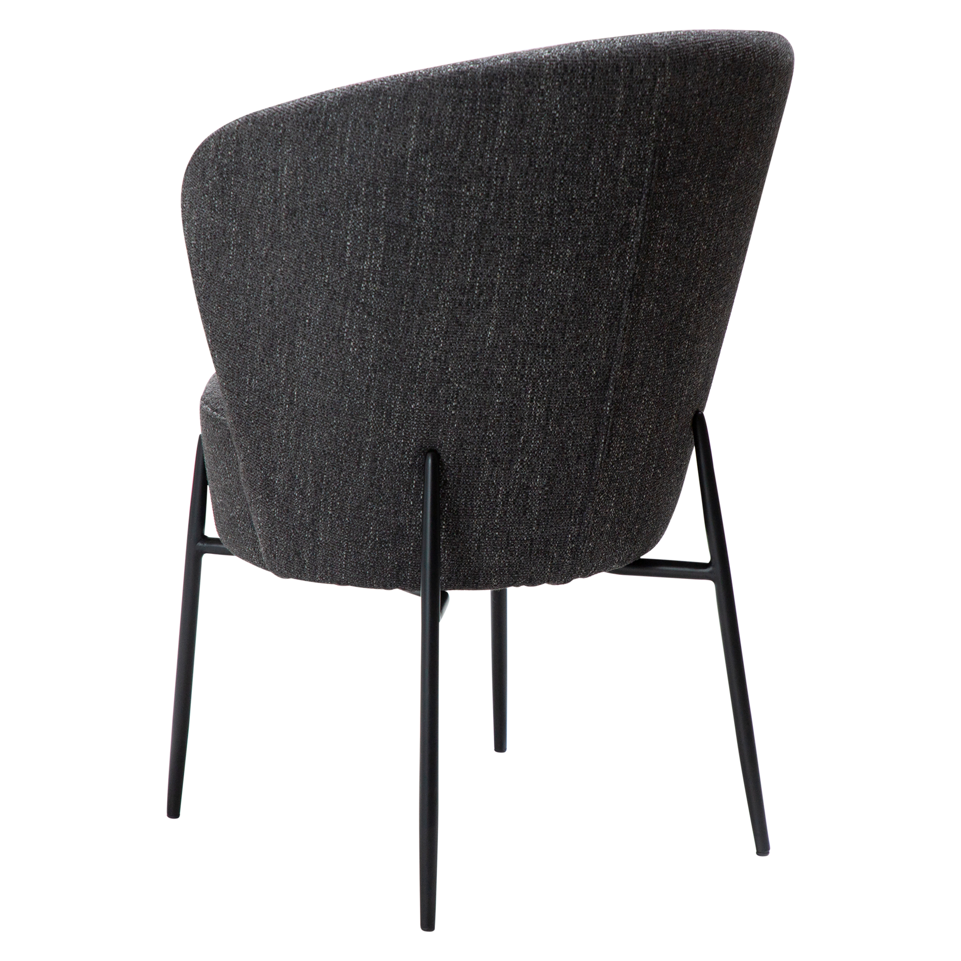 [var:Bezug=Raben schwarzer Bouclé-Stoff mit schwarzen Metallbeinen] ORBIT Stuhl