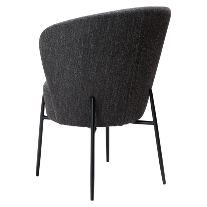 [var:Bezug=Raben schwarzer Bouclé-Stoff mit schwarzen Metallbeinen] ORBIT Stuhl