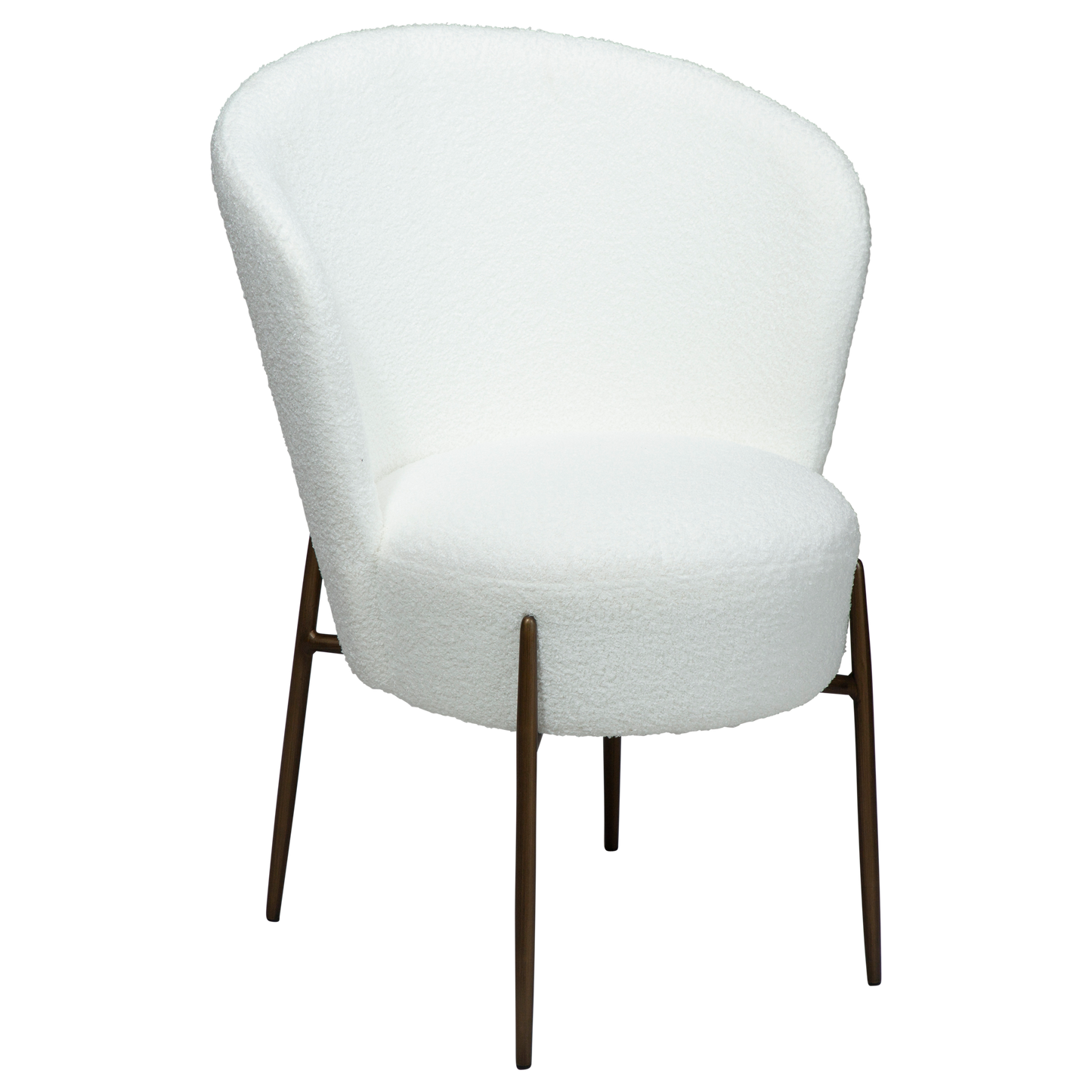 [var:Bezug=Schnee RPES Bouclé mit antikem Messingbeinen] ORBIT Stuhl