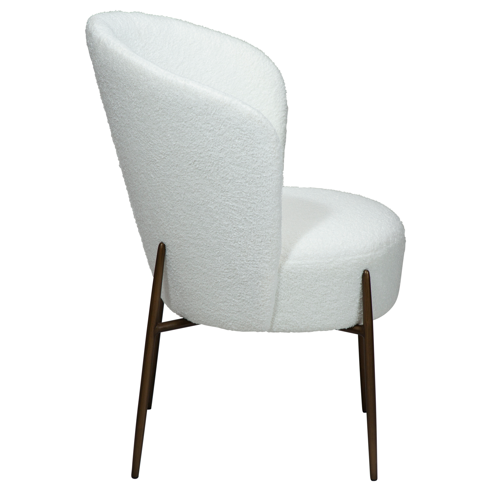 [var:Bezug=Schnee RPES Bouclé mit antikem Messingbeinen] ORBIT Stuhl