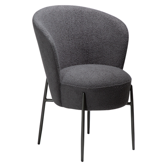 [var:Bezug=Stein RPES Bouclé mit antiken Zinnbeinen] ORBIT Stuhl