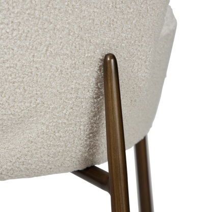 [var:Bezug=Taube RPES Bouclé mit antiken Messingbeinen] ORBIT Barhocker