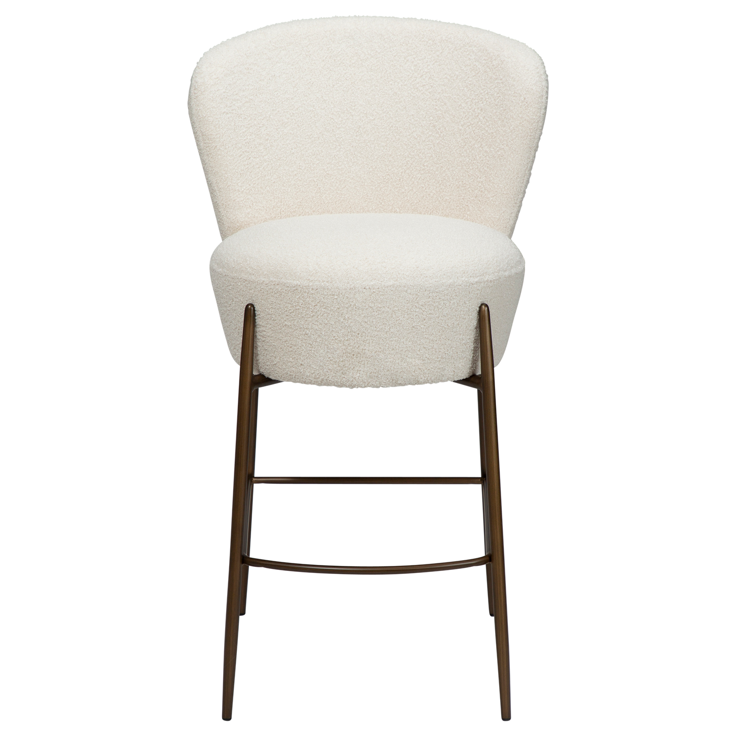 [var:Bezug=Taube RPES Bouclé mit antiken Messingbeinen] ORBIT Barhocker