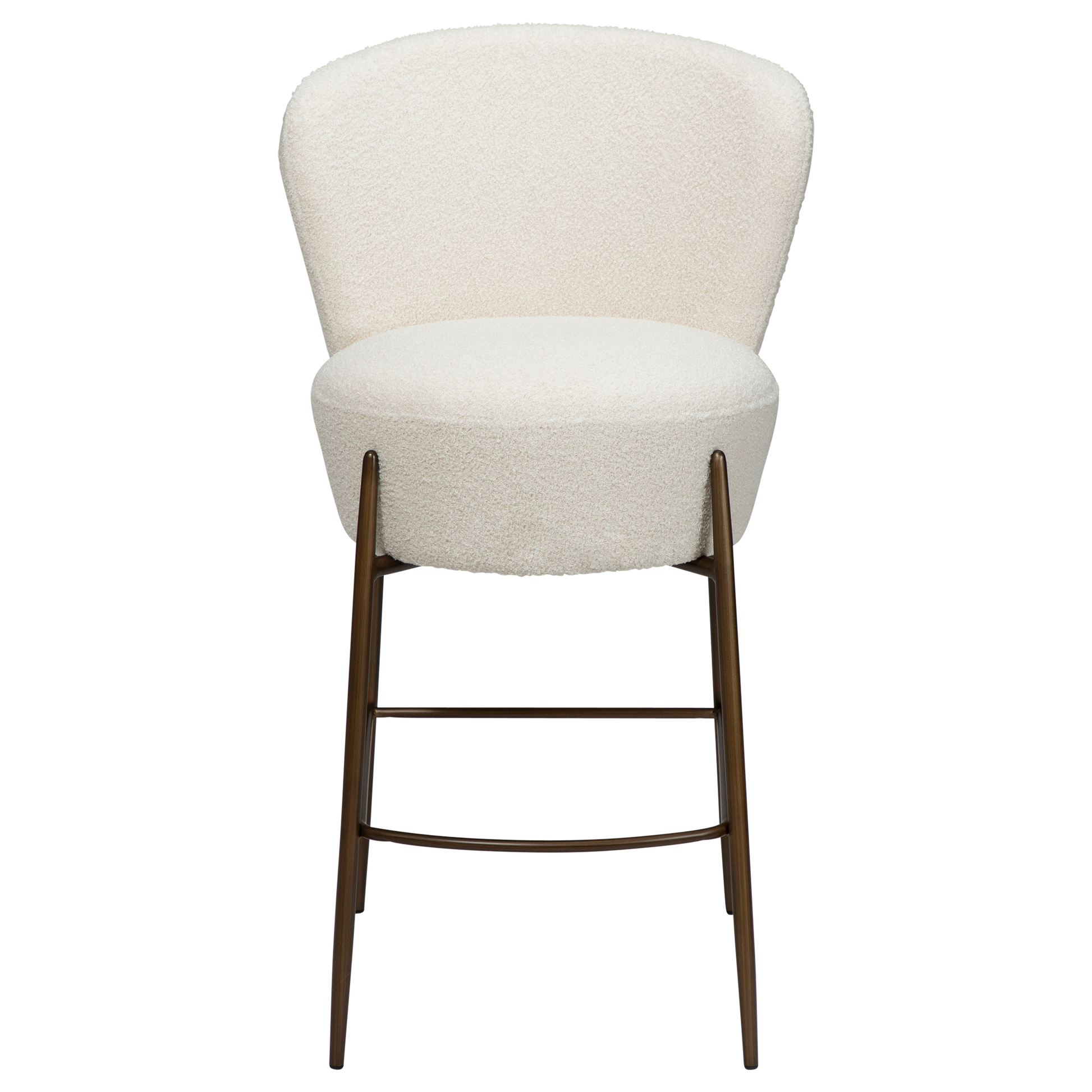 [var:Bezug=Taube RPES Bouclé mit antiken Messingbeinen] ORBIT Barhocker