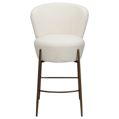 [var:Bezug=Taube RPES Bouclé mit antiken Messingbeinen] ORBIT Barhocker