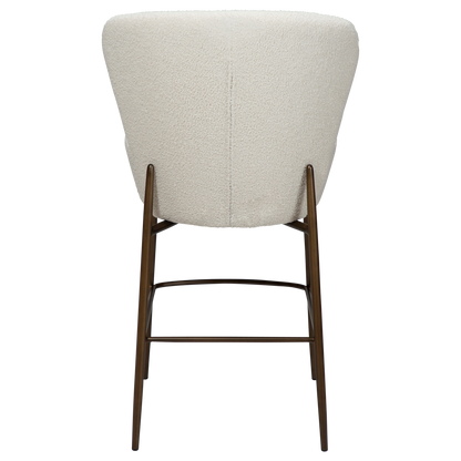 [var:Bezug=Taube RPES Bouclé mit antiken Messingbeinen] ORBIT Barhocker