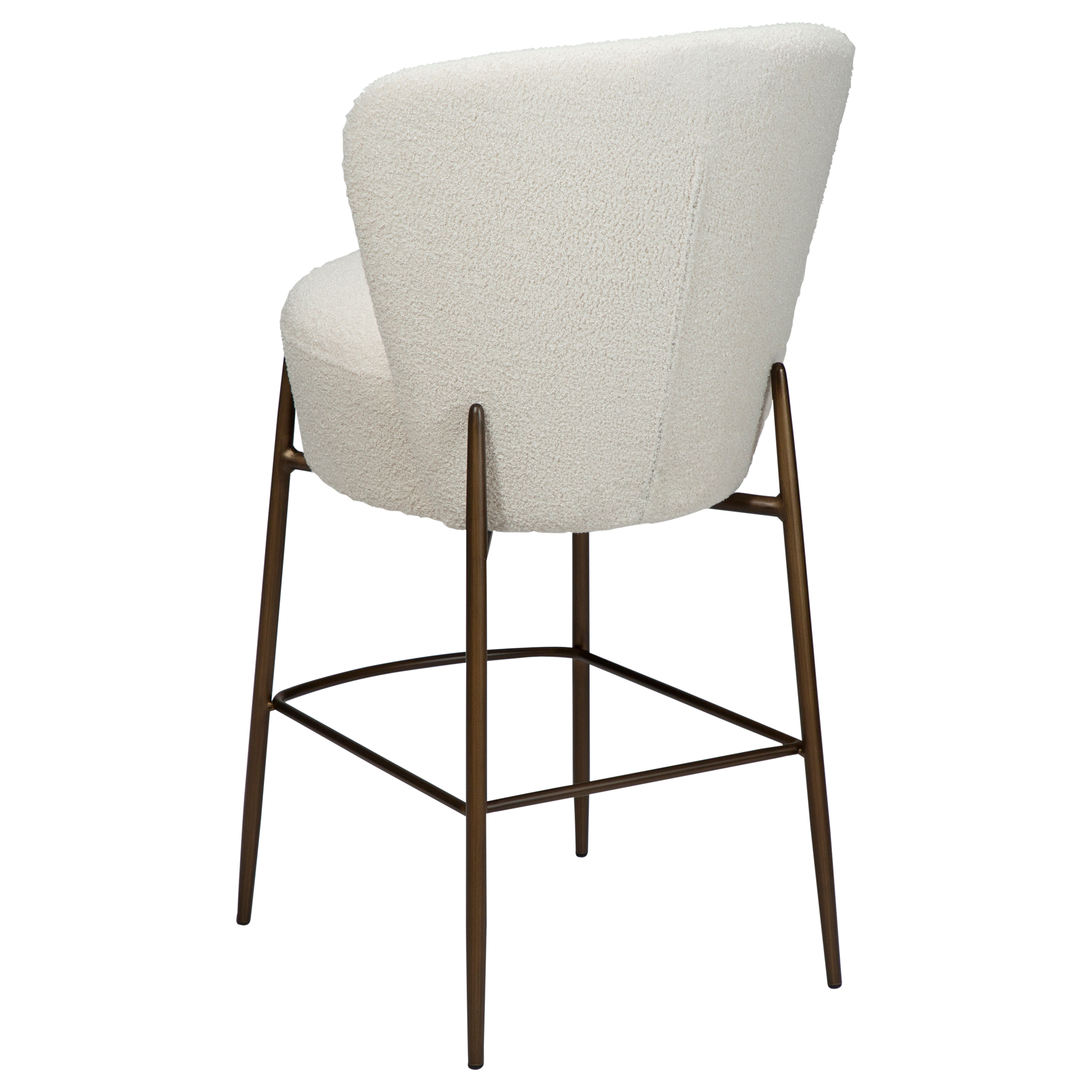 [var:Bezug=Taube RPES Bouclé mit antiken Messingbeinen] ORBIT Barhocker