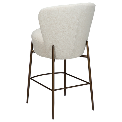 [var:Bezug=Taube RPES Bouclé mit antiken Messingbeinen] ORBIT Barhocker