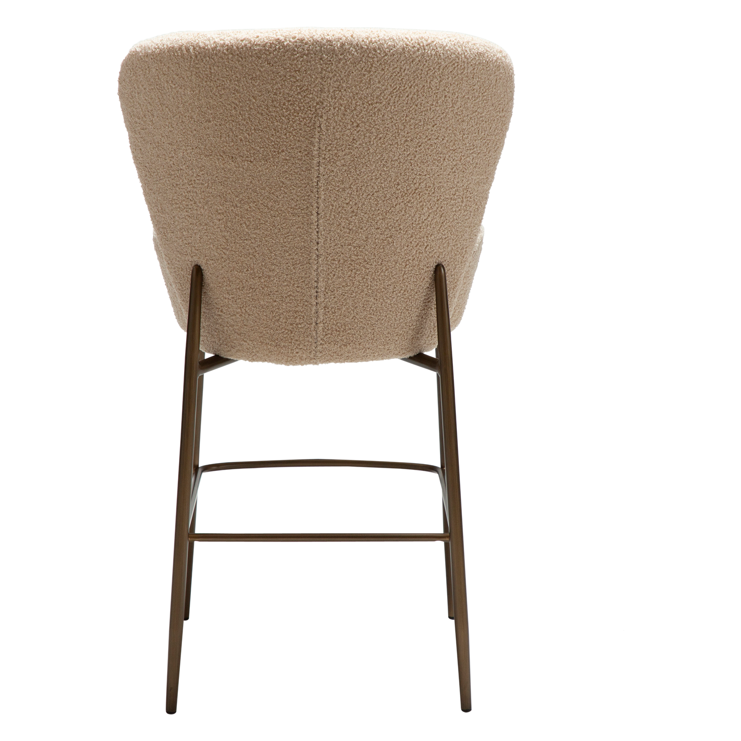[var:Bezug=Frosted Almond RPES Bouclé-Stoff mit Schimmer und antiken Messingbeinen] ORBIT Barhocker