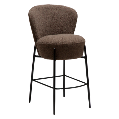 [var:Bezug=Majoran braun RPES Bouclé-Stoff mit schwarzen Metallbeinen] ORBIT Barhocker