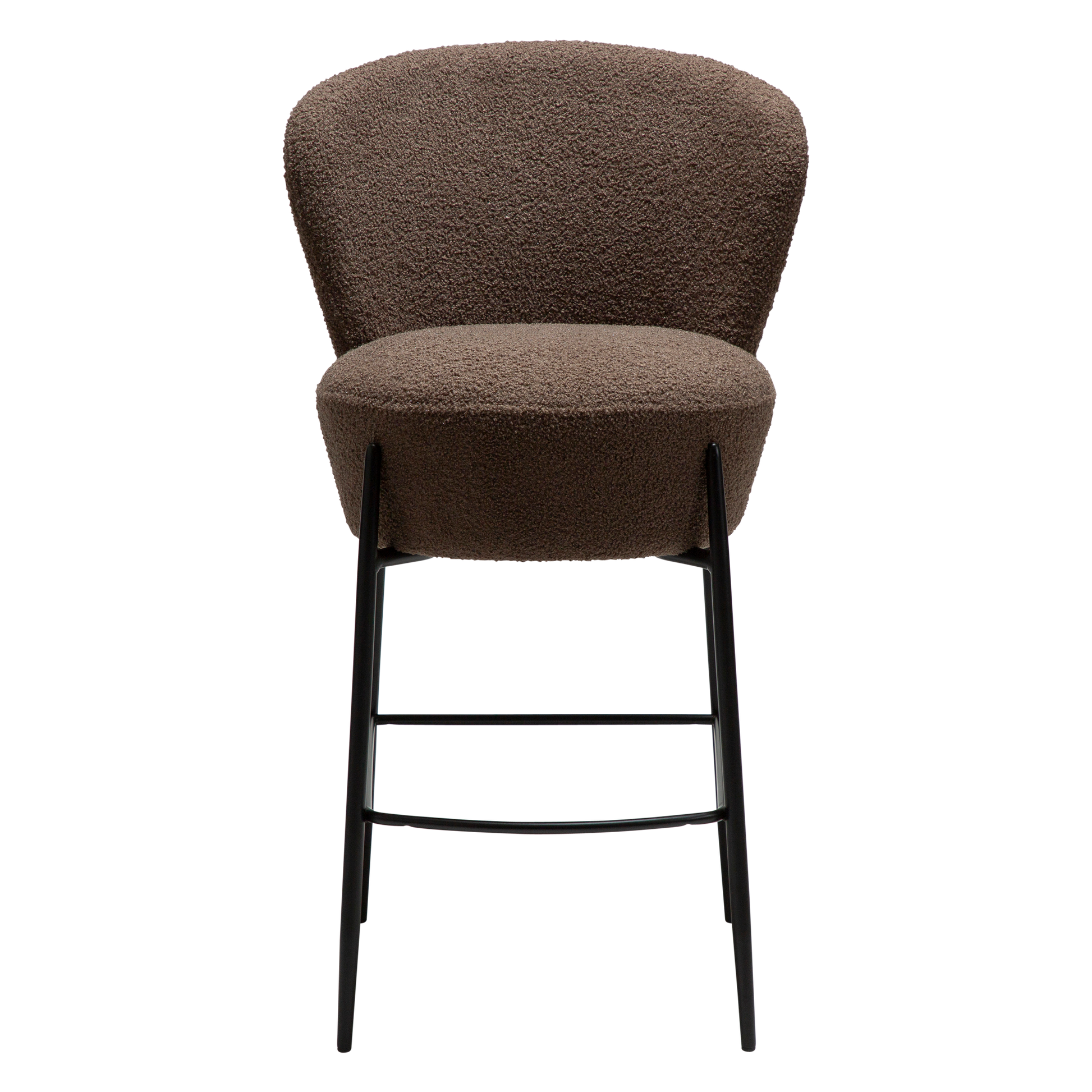 [var:Bezug=Majoran braun RPES Bouclé-Stoff mit schwarzen Metallbeinen] ORBIT Barhocker