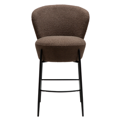 [var:Bezug=Majoran braun RPES Bouclé-Stoff mit schwarzen Metallbeinen] ORBIT Barhocker