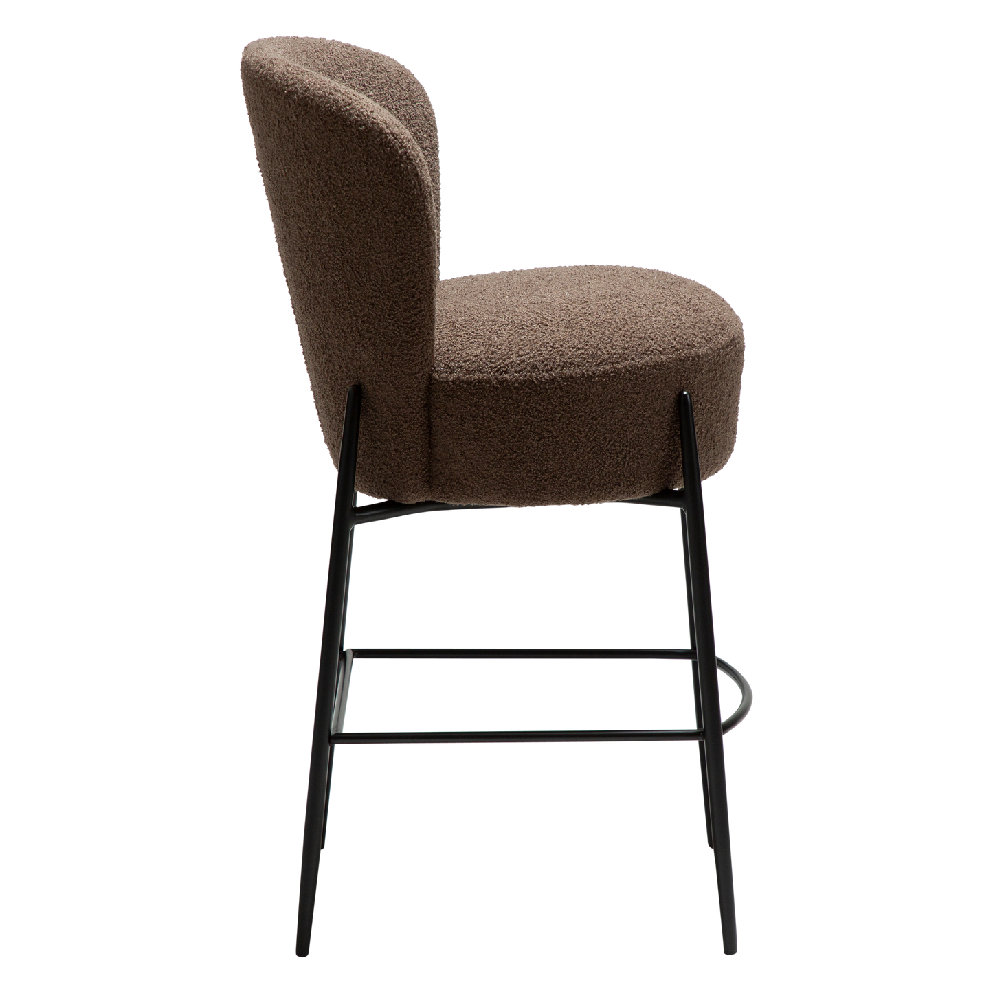 [var:Bezug=Majoran braun RPES Bouclé-Stoff mit schwarzen Metallbeinen] ORBIT Barhocker