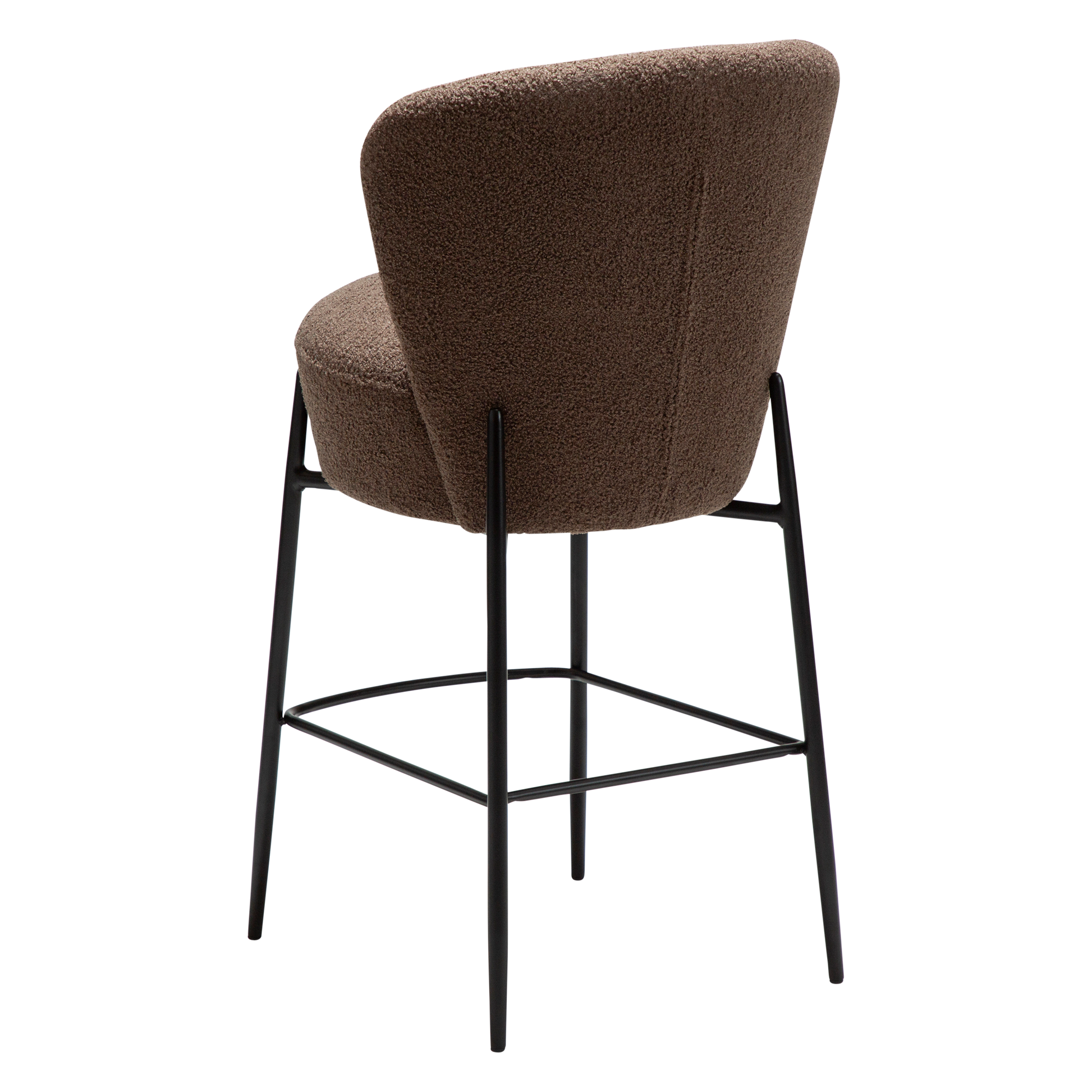 [var:Bezug=Majoran braun RPES Bouclé-Stoff mit schwarzen Metallbeinen] ORBIT Barhocker