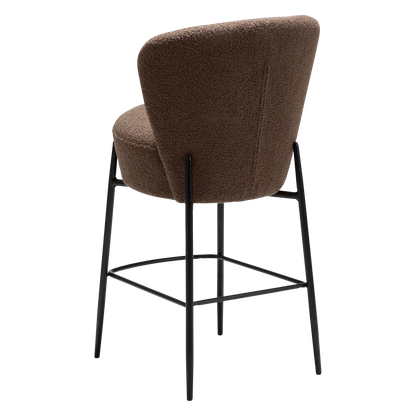 [var:Bezug=Majoran braun RPES Bouclé-Stoff mit schwarzen Metallbeinen] ORBIT Barhocker