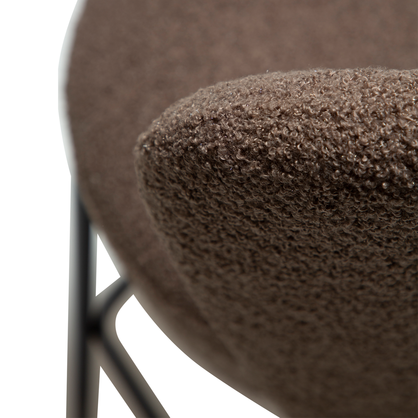 [var:Bezug=Majoran braun RPES Bouclé-Stoff mit schwarzen Metallbeinen] ORBIT Barhocker