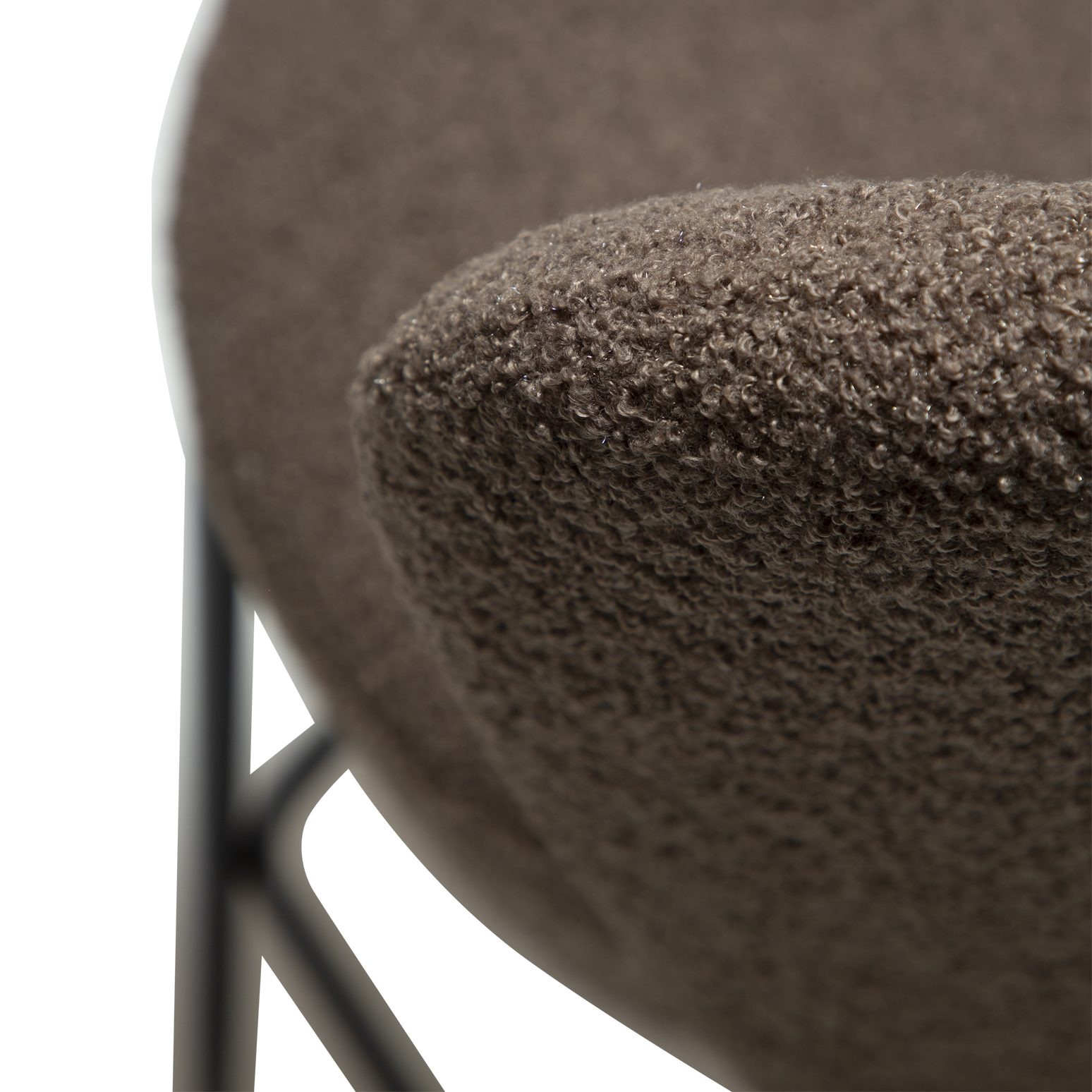 [var:Bezug=Majoran braun RPES Bouclé-Stoff mit schwarzen Metallbeinen] ORBIT Barhocker