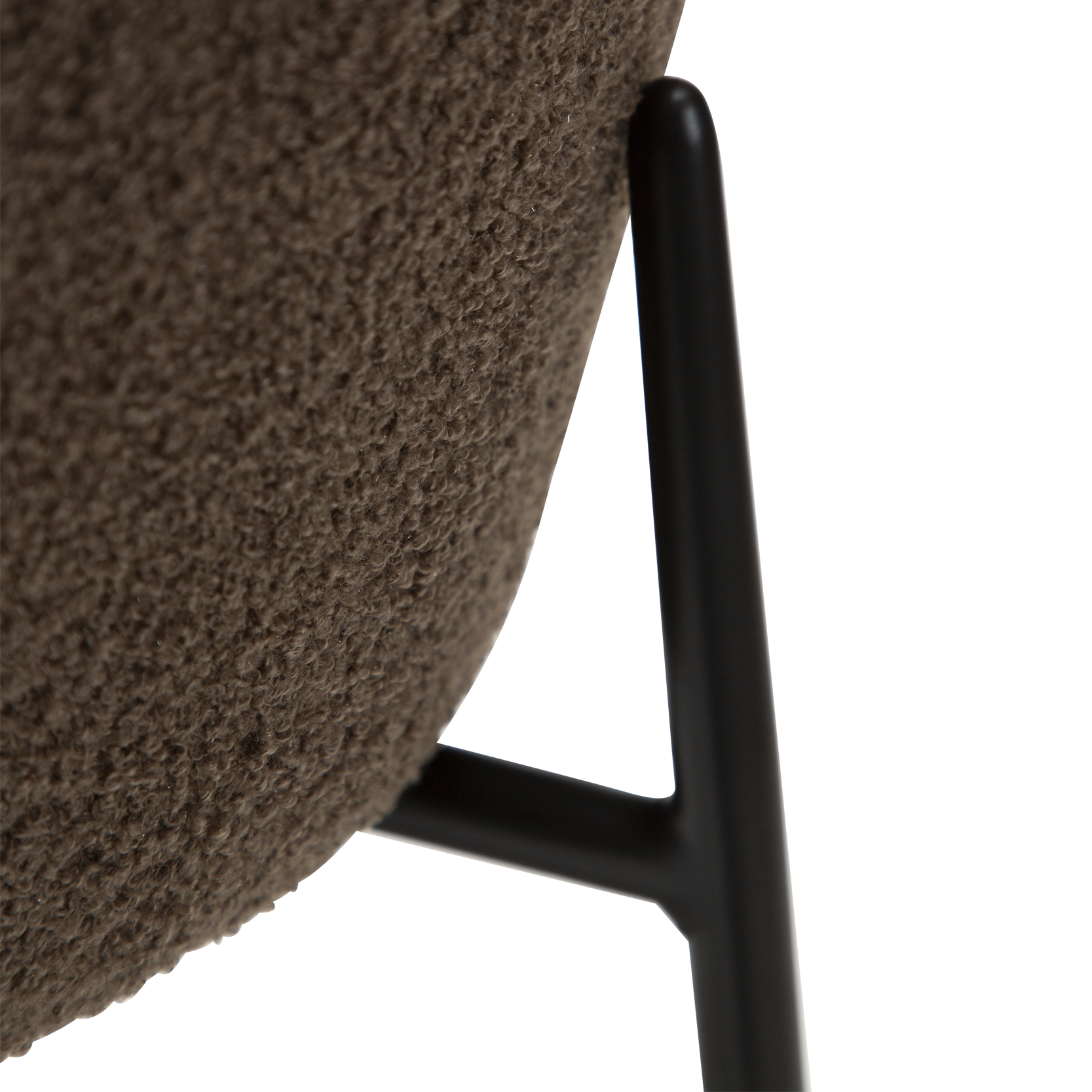 [var:Bezug=Majoran braun RPES Bouclé-Stoff mit schwarzen Metallbeinen] ORBIT Barhocker