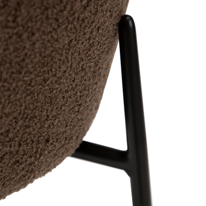 [var:Bezug=Majoran braun RPES Bouclé-Stoff mit schwarzen Metallbeinen] ORBIT Barhocker