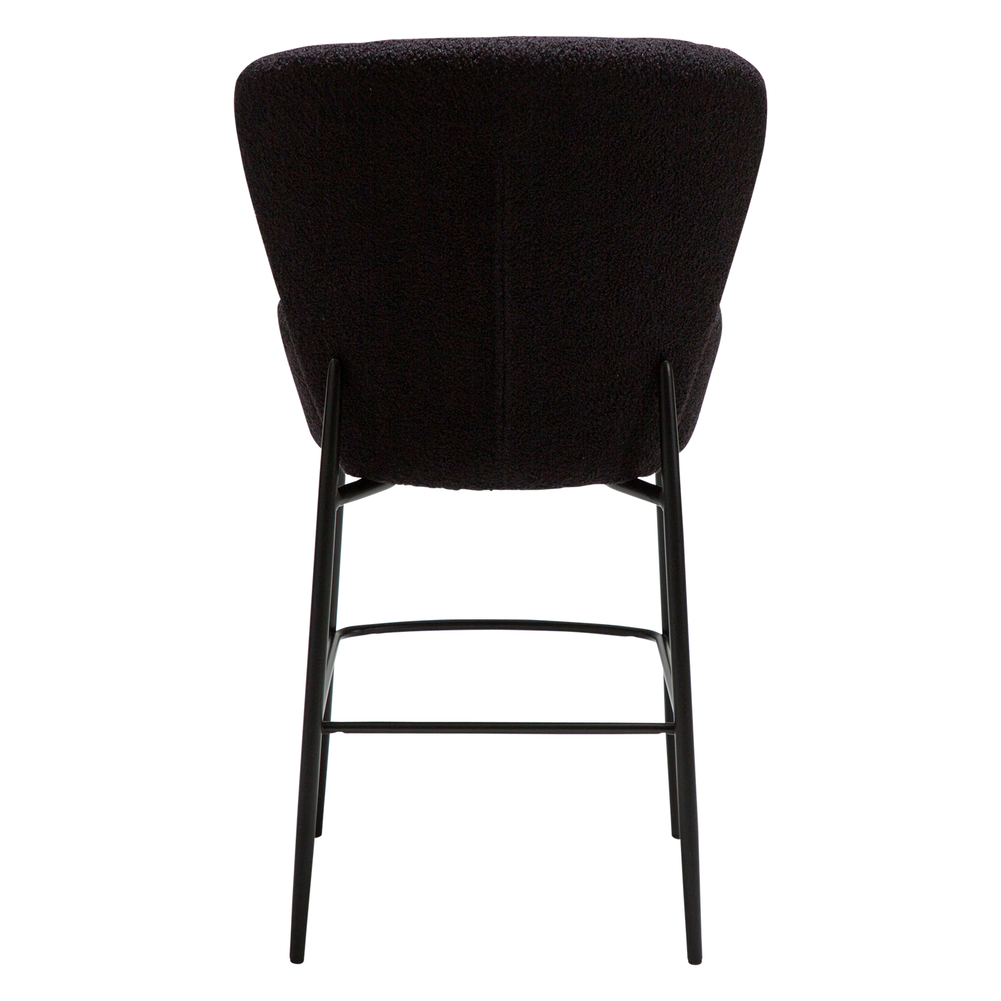 [var:Bezug=Obsidian schwarz RPES Bouclé-Stoff mit Schimmer und schwarzen Metallbeinen] ORBIT Barhocker
