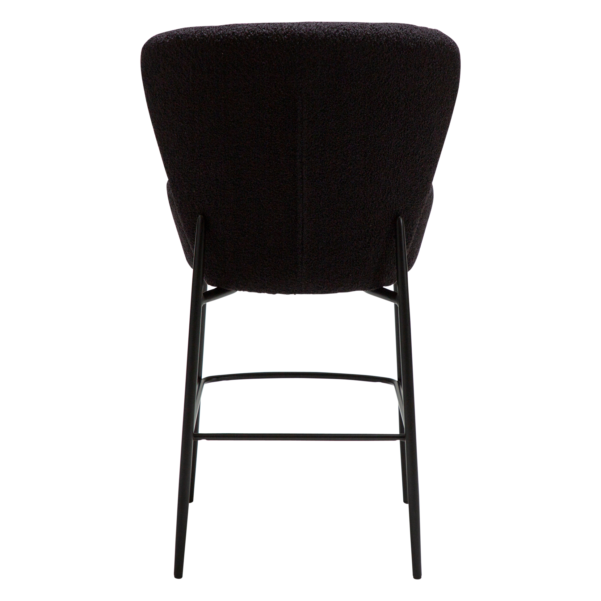 [var:Bezug=Obsidian schwarz RPES Bouclé-Stoff mit Schimmer und schwarzen Metallbeinen] ORBIT Barhocker