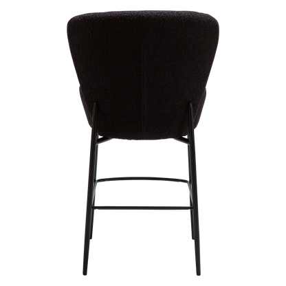 [var:Bezug=Obsidian schwarz RPES Bouclé-Stoff mit Schimmer und schwarzen Metallbeinen] ORBIT Barhocker