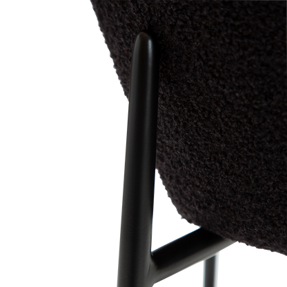 [var:Bezug=Obsidian schwarz RPES Bouclé-Stoff mit Schimmer und schwarzen Metallbeinen] ORBIT Barhocker