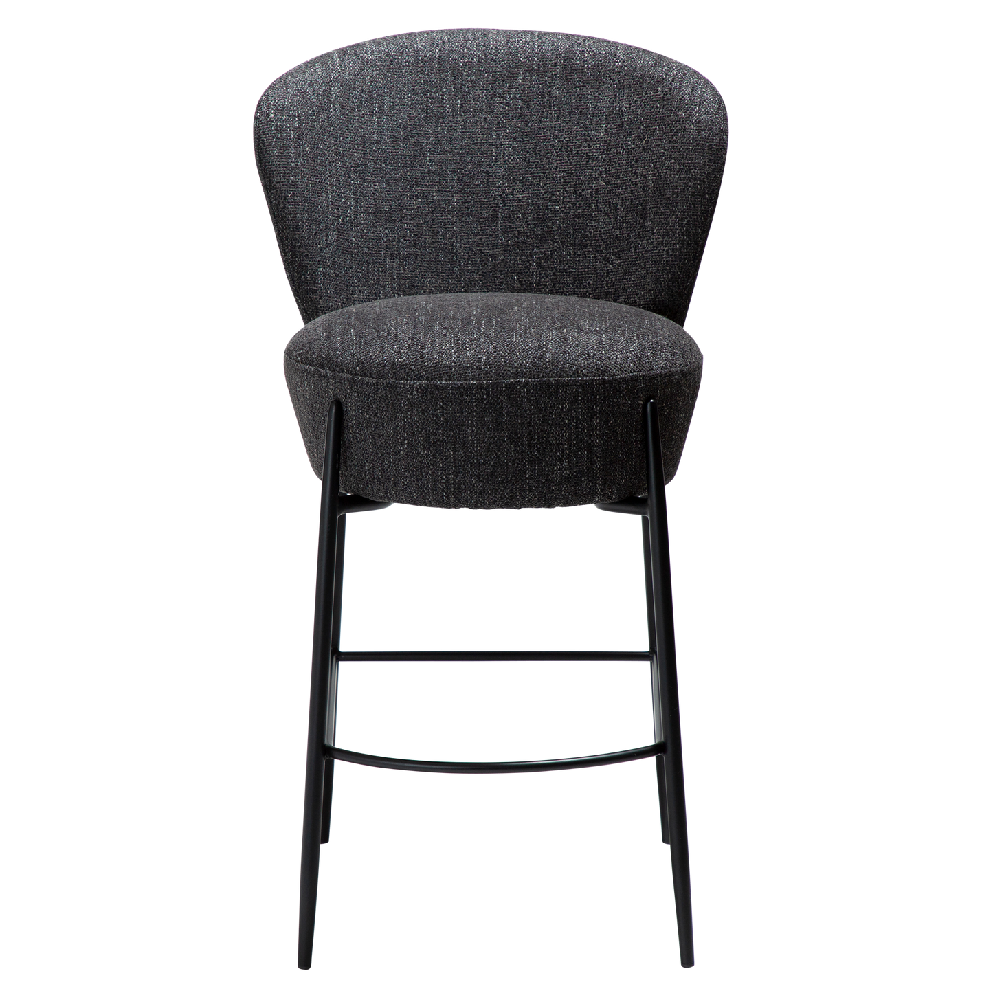 [var:Bezug=Raben schwarzer Bouclé-Stoff mit schwarzen Metallbeinen] ORBIT Barhocker