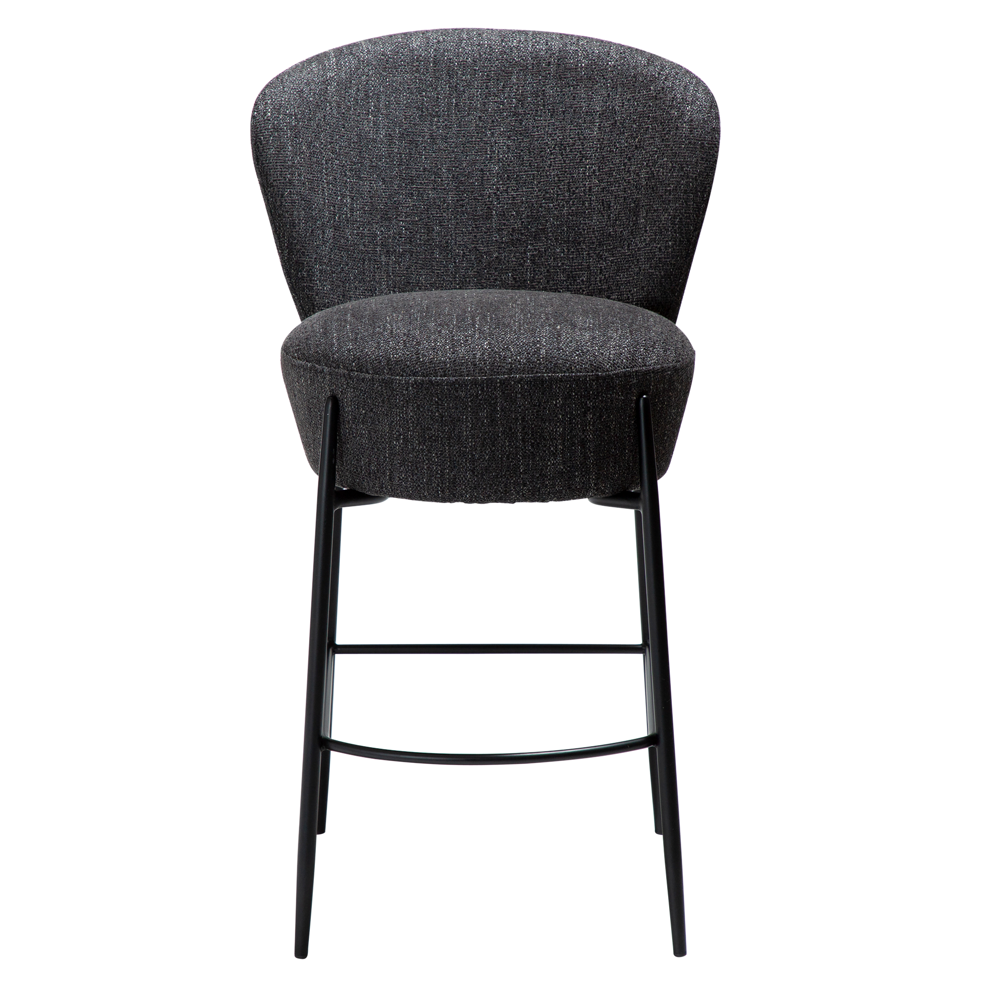 [var:Bezug=Raben schwarzer Bouclé-Stoff mit schwarzen Metallbeinen] ORBIT Barhocker