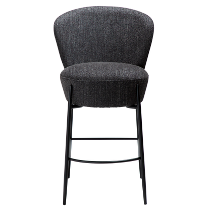 [var:Bezug=Raben schwarzer Bouclé-Stoff mit schwarzen Metallbeinen] ORBIT Barhocker