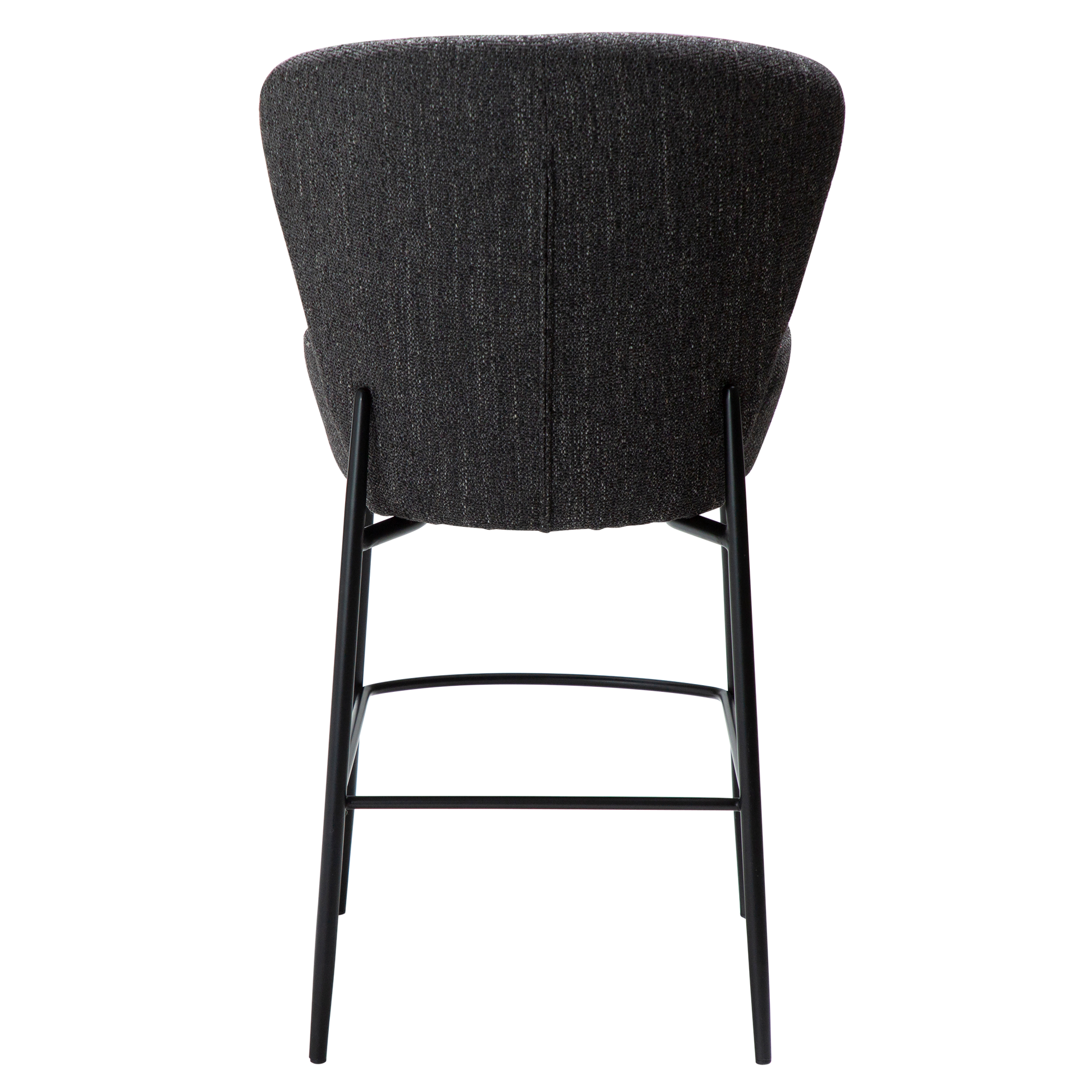 [var:Bezug=Raben schwarzer Bouclé-Stoff mit schwarzen Metallbeinen] ORBIT Barhocker