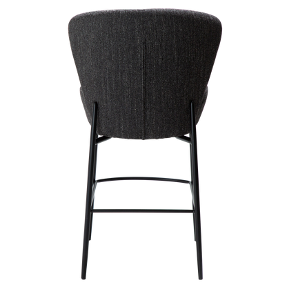 [var:Bezug=Raben schwarzer Bouclé-Stoff mit schwarzen Metallbeinen] ORBIT Barhocker
