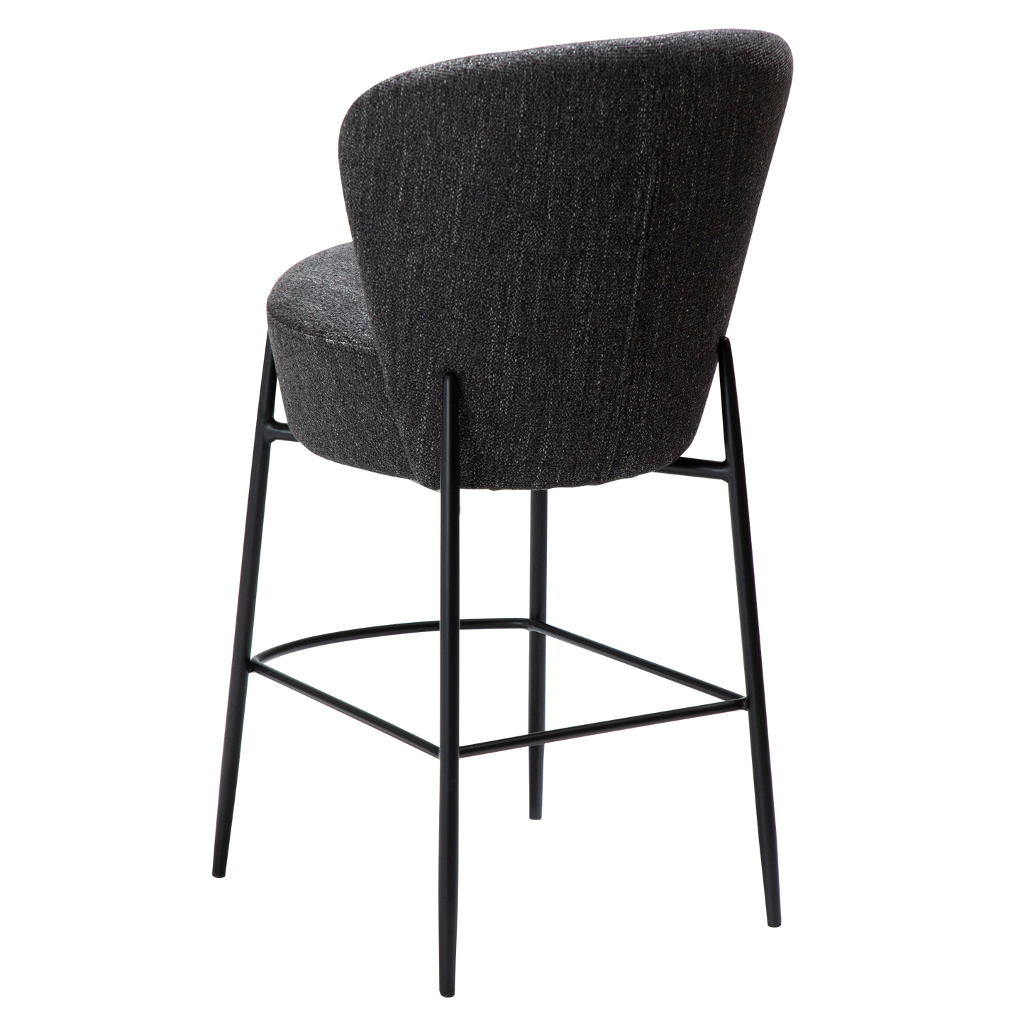 [var:Bezug=Raben schwarzer Bouclé-Stoff mit schwarzen Metallbeinen] ORBIT Barhocker