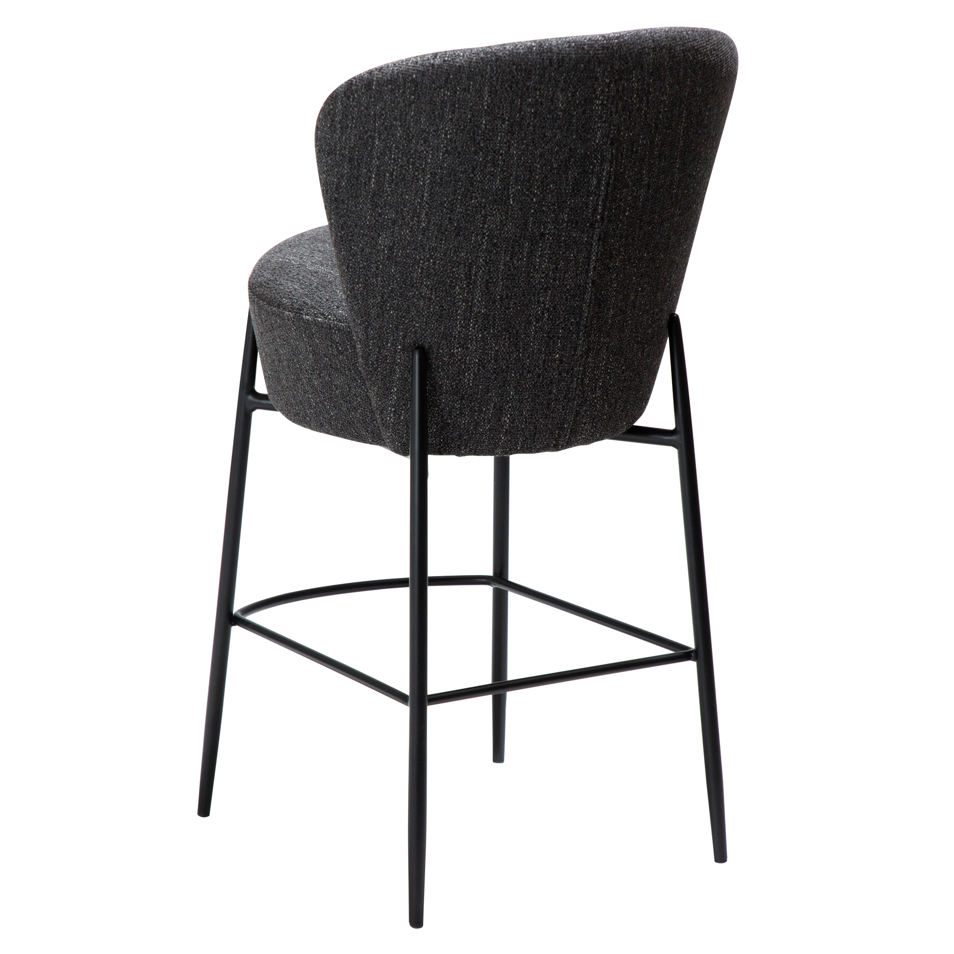 [var:Bezug=Raben schwarzer Bouclé-Stoff mit schwarzen Metallbeinen] ORBIT Barhocker