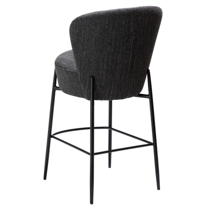 [var:Bezug=Raben schwarzer Bouclé-Stoff mit schwarzen Metallbeinen] ORBIT Barhocker
