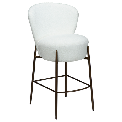 [var:Bezug=Schnee RPES Bouclé mit antikem Messingbeinen] ORBIT Barhocker