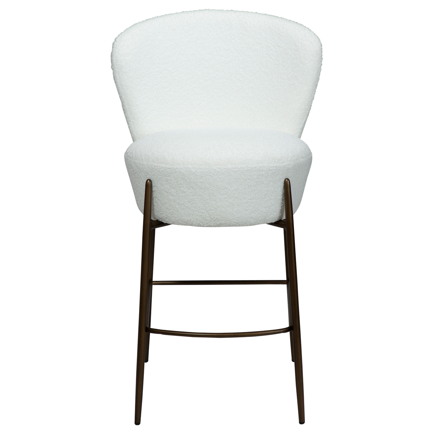 [var:Bezug=Schnee RPES Bouclé mit antikem Messingbeinen] ORBIT Barhocker