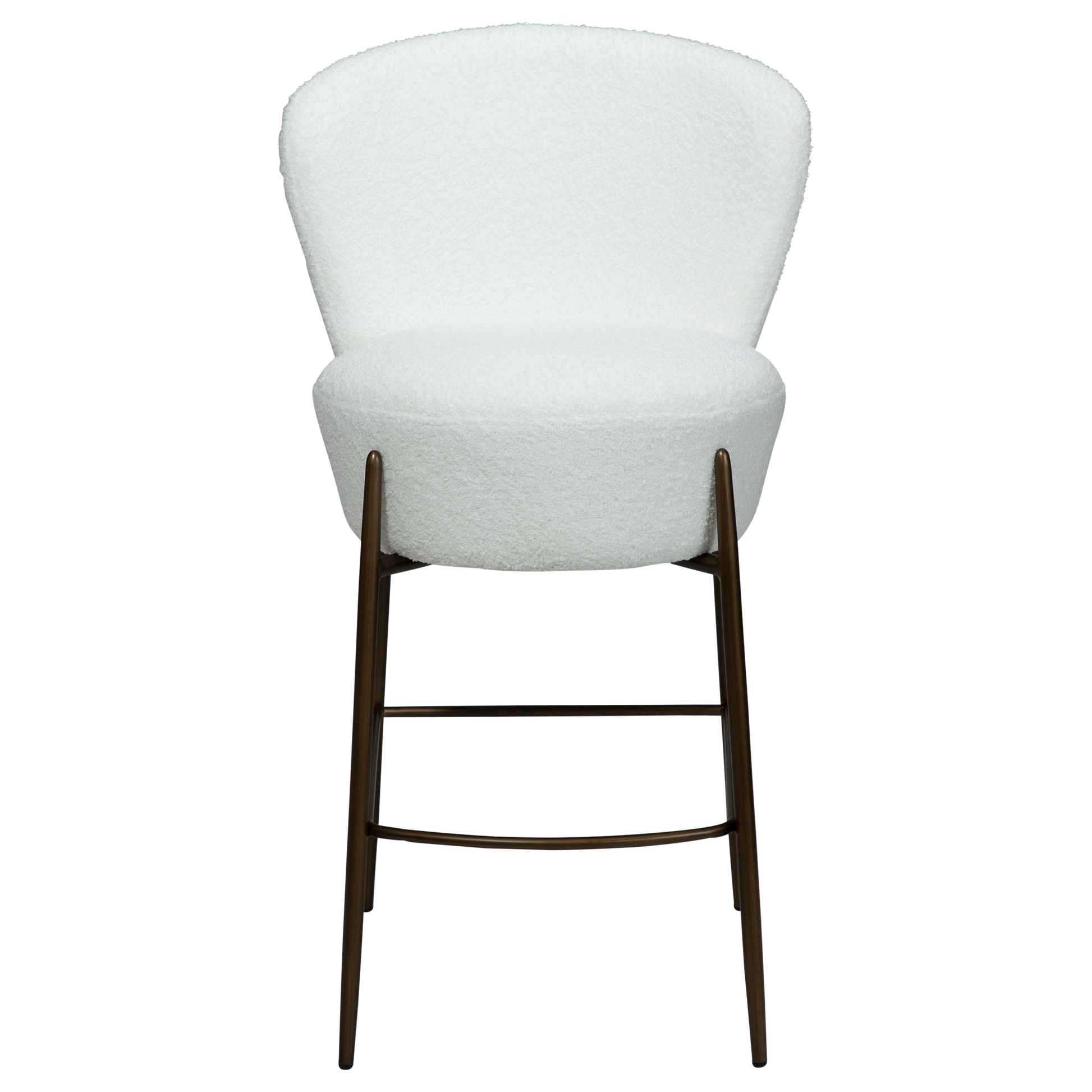 [var:Bezug=Schnee RPES Bouclé mit antikem Messingbeinen] ORBIT Barhocker